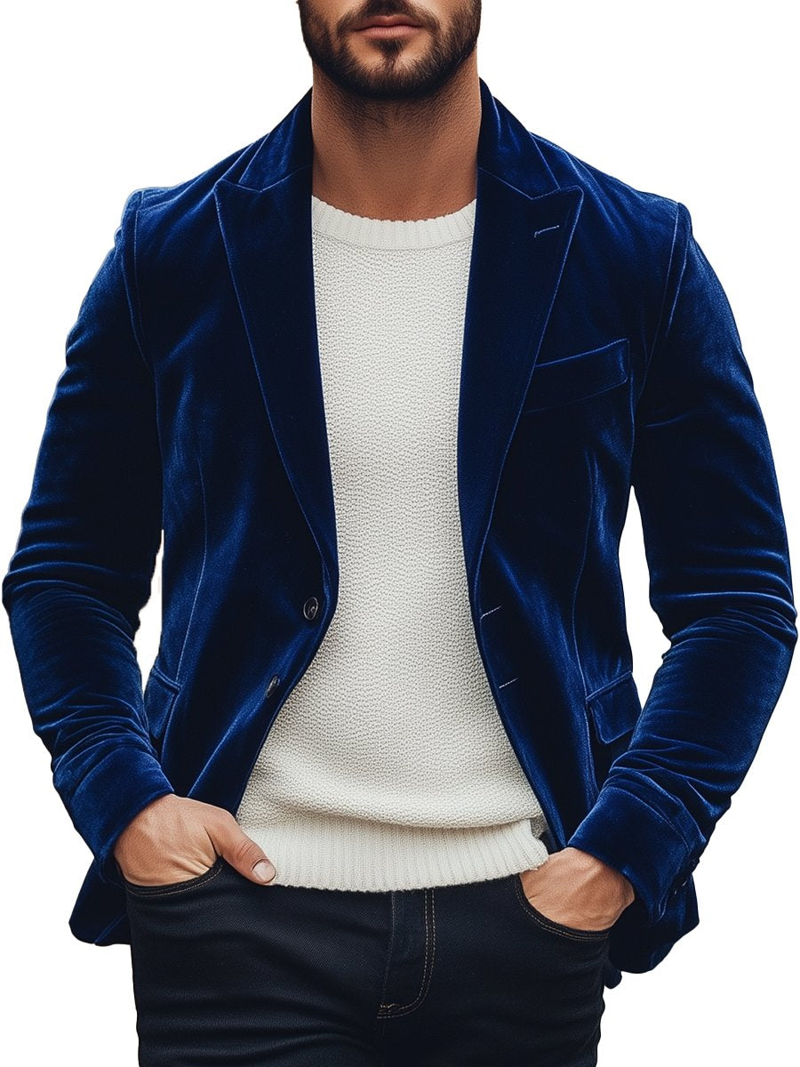 Fudus | Weinlese Samt Einreiher Anzugjacke Elegant & Stilvoll