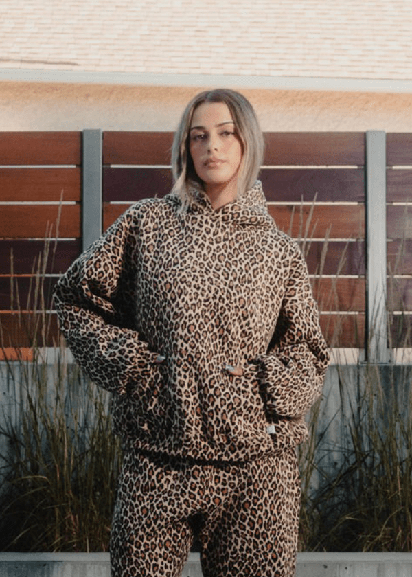 Damen Leopardenprint Kapuzenpulli Pullover