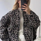 Damen Stylische Leopardenmuster Bomberjacke Trendiger Look