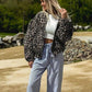 Damen Stylische Leopardenmuster Bomberjacke Trendiger Look