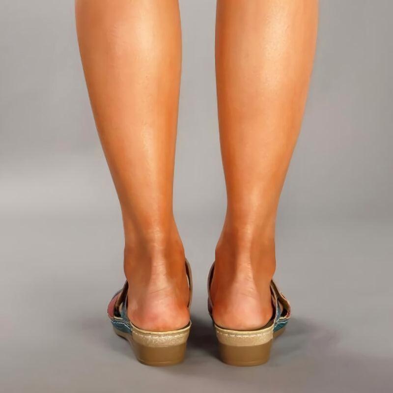 Damen Orthopädische Sandalen Mit Ethnischem Blumenmuster Design