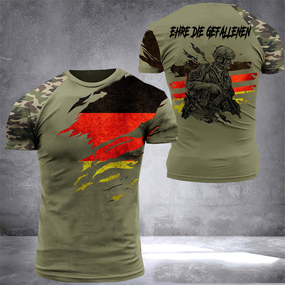 Fudus | T-Shirt mit Camouflage-Muster für Veteranen der deutschen Armee Fußballtrikot für Männer Deutschland EM 2024
