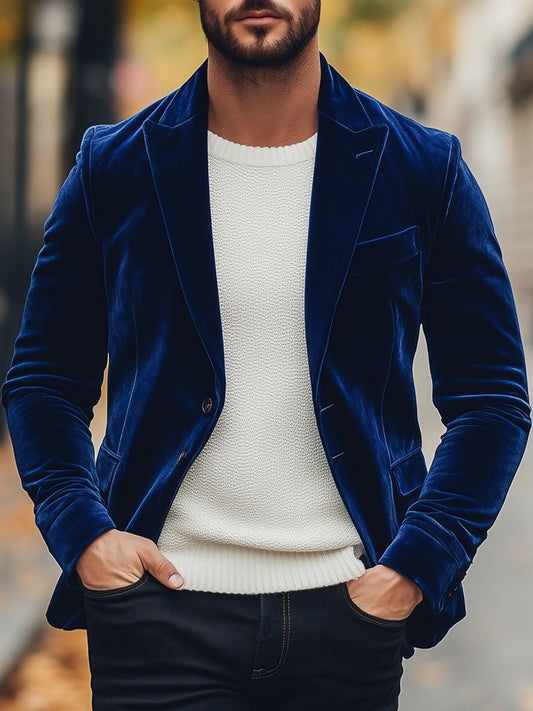 Fudus | Weinlese Samt Einreiher Anzugjacke Elegant & Stilvoll