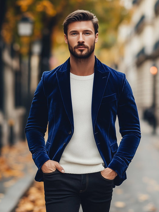 Anzugjacke Samt Einreiher Weinlese Elegant