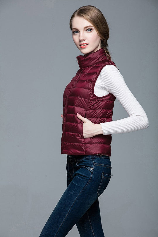 Damen Ärmellose Daunenweste Leichtes Layering Design