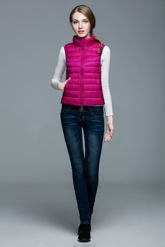 Damen Ärmellose Daunenweste Leichtes Layering Design