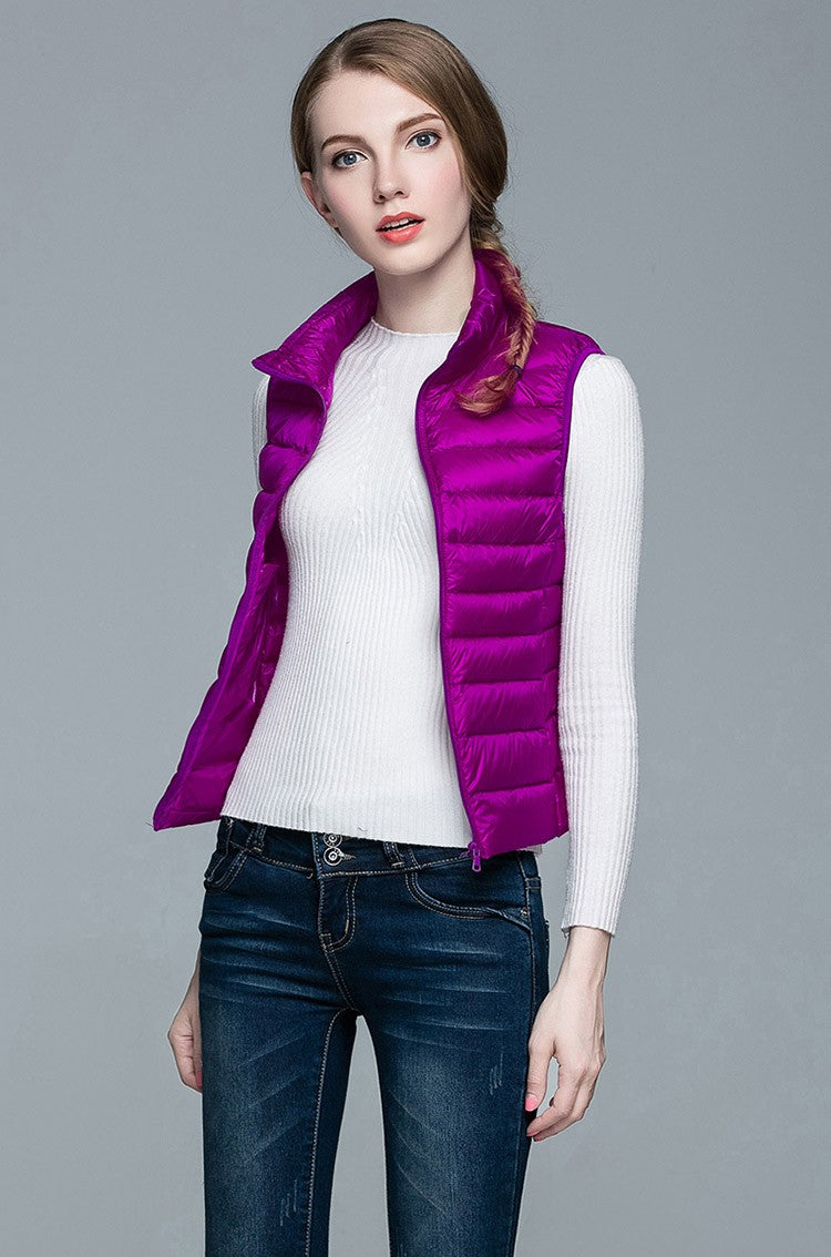 Damen Ärmellose Daunenweste Leichtes Layering Design