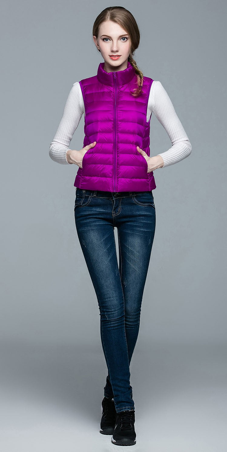 Damen Ärmellose Daunenweste Leichtes Layering Design