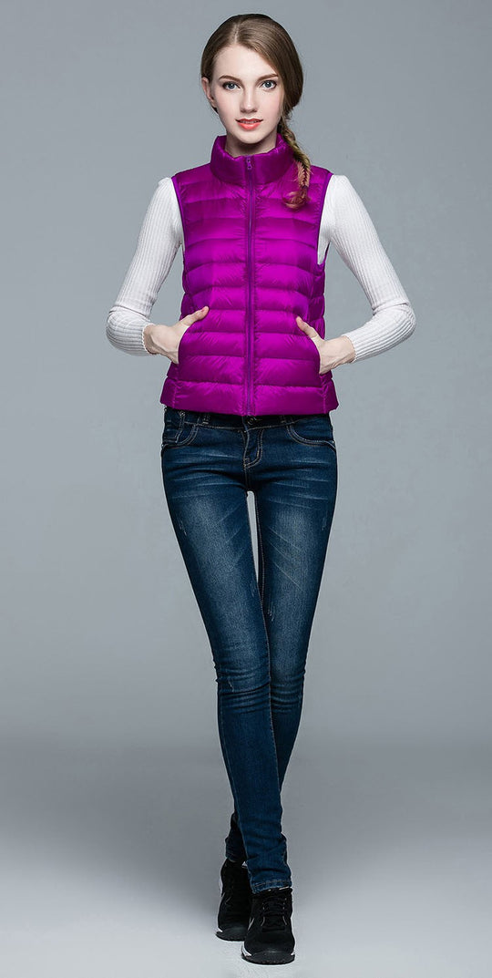 Damen Ärmellose Daunenweste Leichtes Layering Design