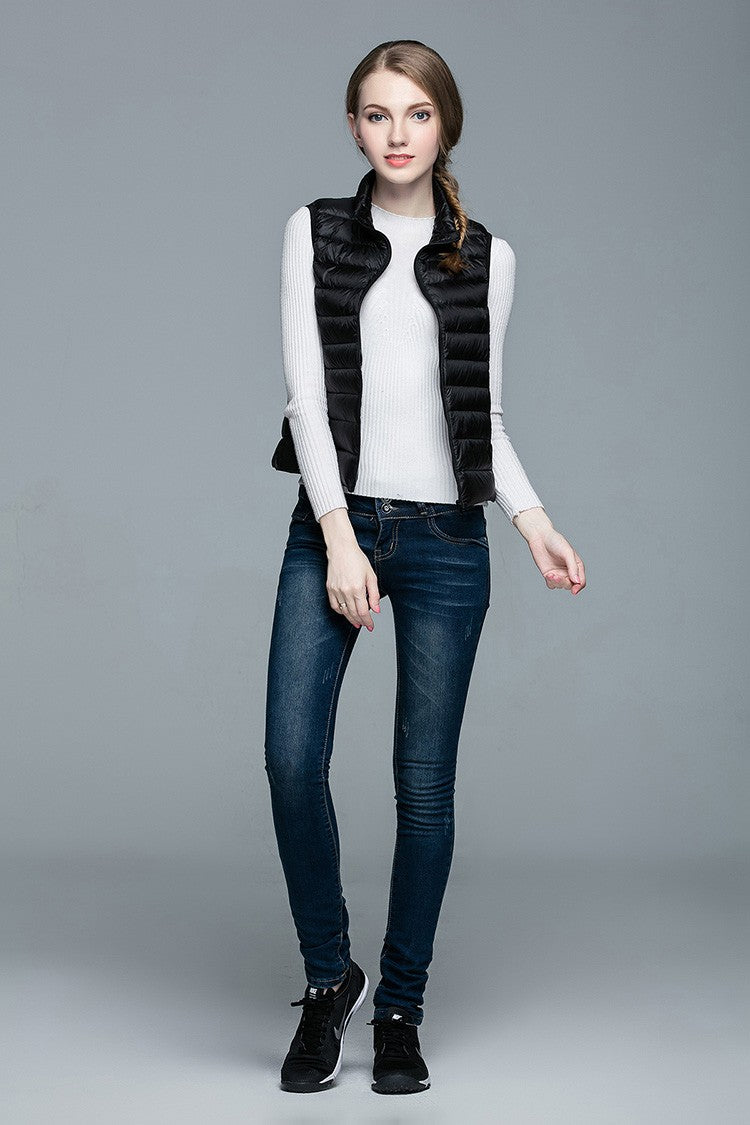 Damen Ärmellose Daunenweste Leichtes Layering Design