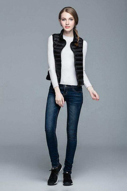 Damen Ärmellose Daunenweste Leichtes Layering Design