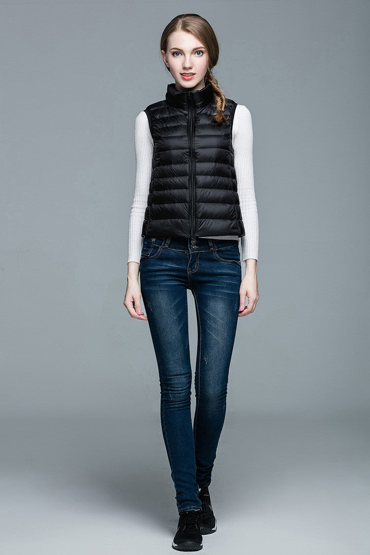 Damen Ärmellose Daunenweste Leichtes Layering Design