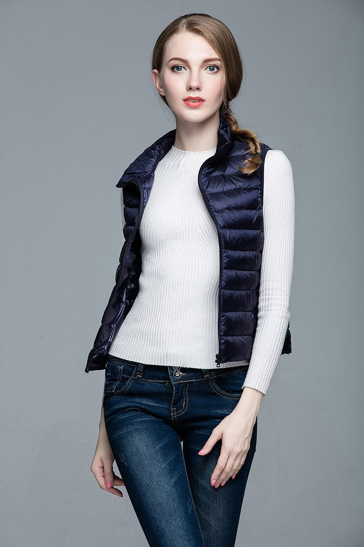 Damen Ärmellose Daunenweste Leichtes Layering Design