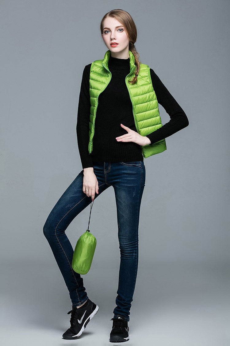 Damen Ärmellose Daunenweste Leichtes Layering Design