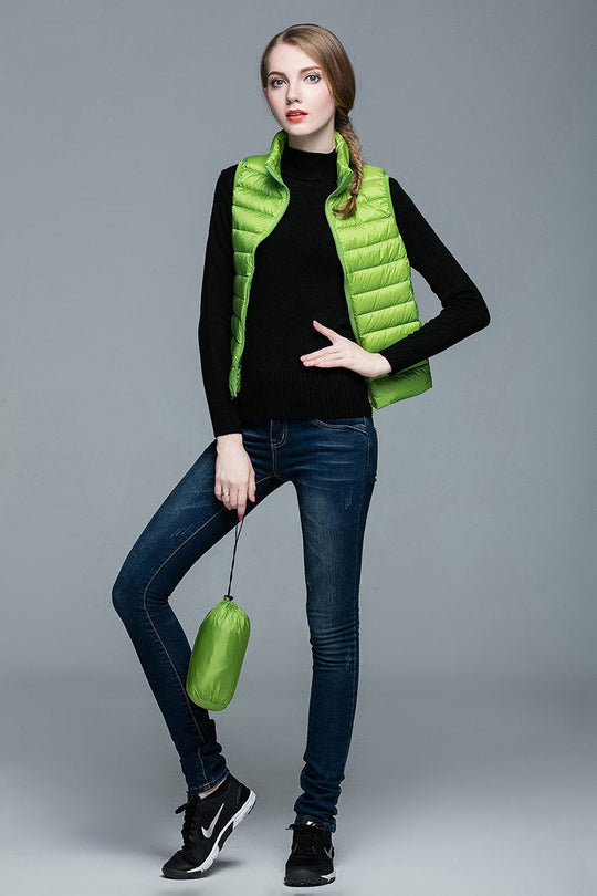 Damen Ärmellose Daunenweste Leichtes Layering Design