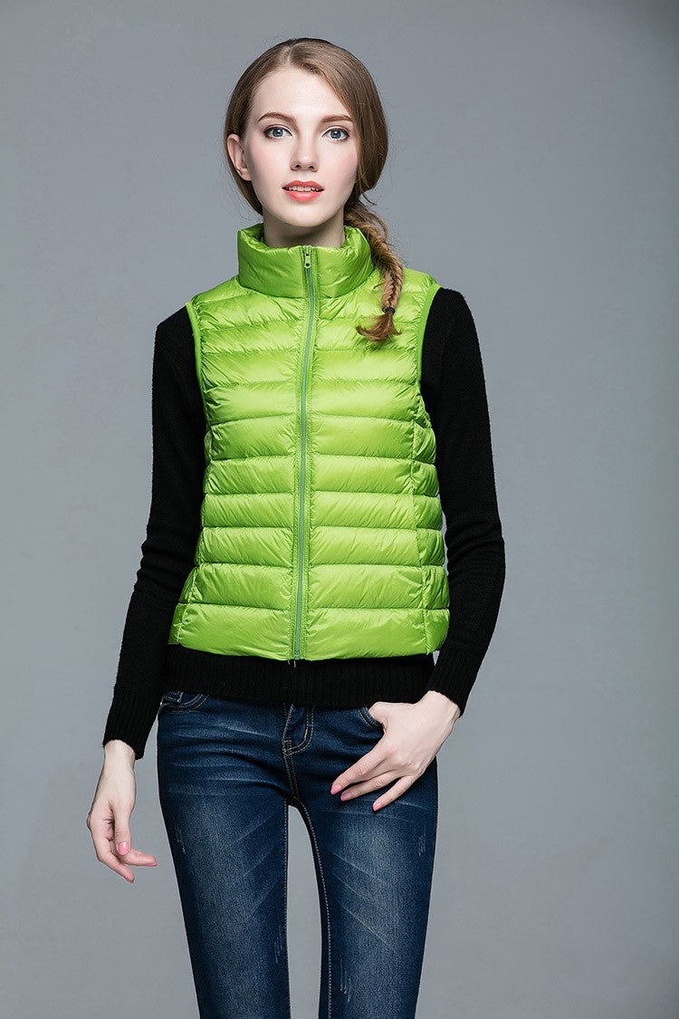 Damen Ärmellose Daunenweste Leichtes Layering Design