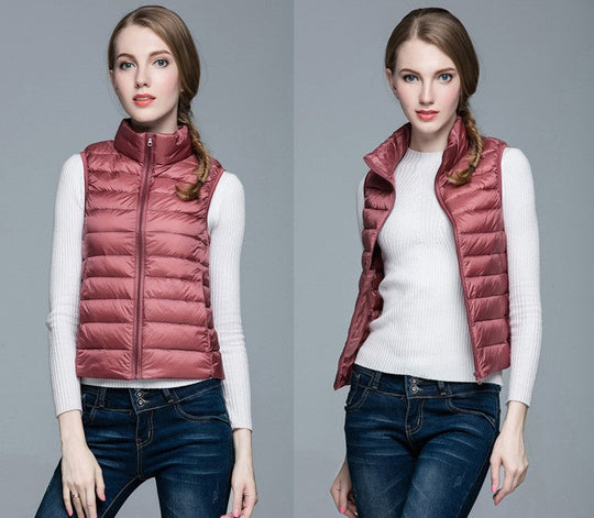 Damen Ärmellose Daunenweste Leichtes Layering Design