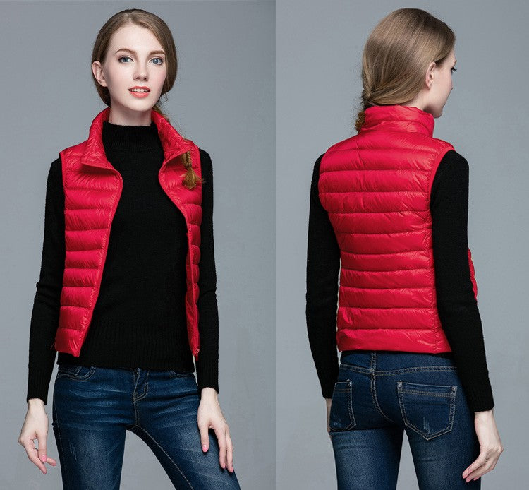 Damen Ärmellose Daunenweste Leichtes Layering Design