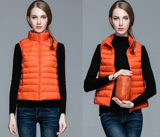 Damen Ärmellose Daunenweste Leichtes Layering Design