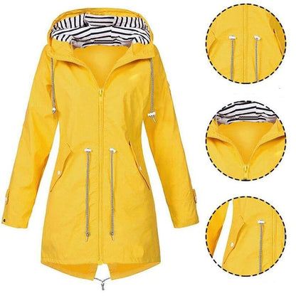 Damen Elegante Lange Wasserdichte Jacke