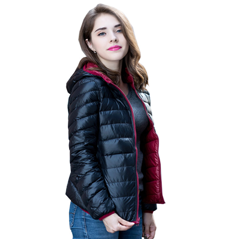 Damen Wendbare Ultra Leichte Daunenjacke