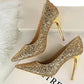 Fudus | Rhinestone High Heels Spitz Pumps Übergrößen