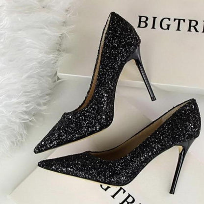 High Heels Pumps Rhinestone Spitz Übergrößen