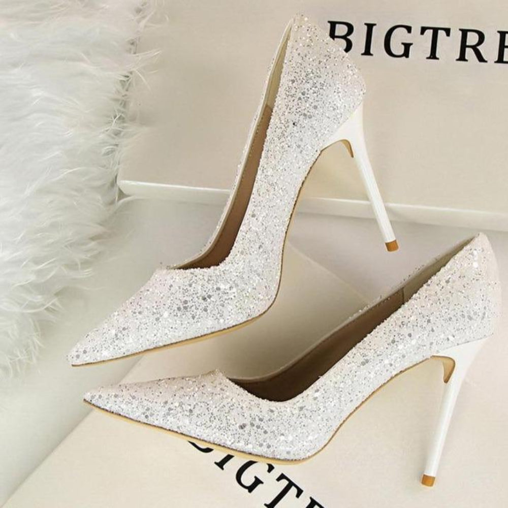 Fudus | Rhinestone High Heels Spitz Pumps Übergrößen