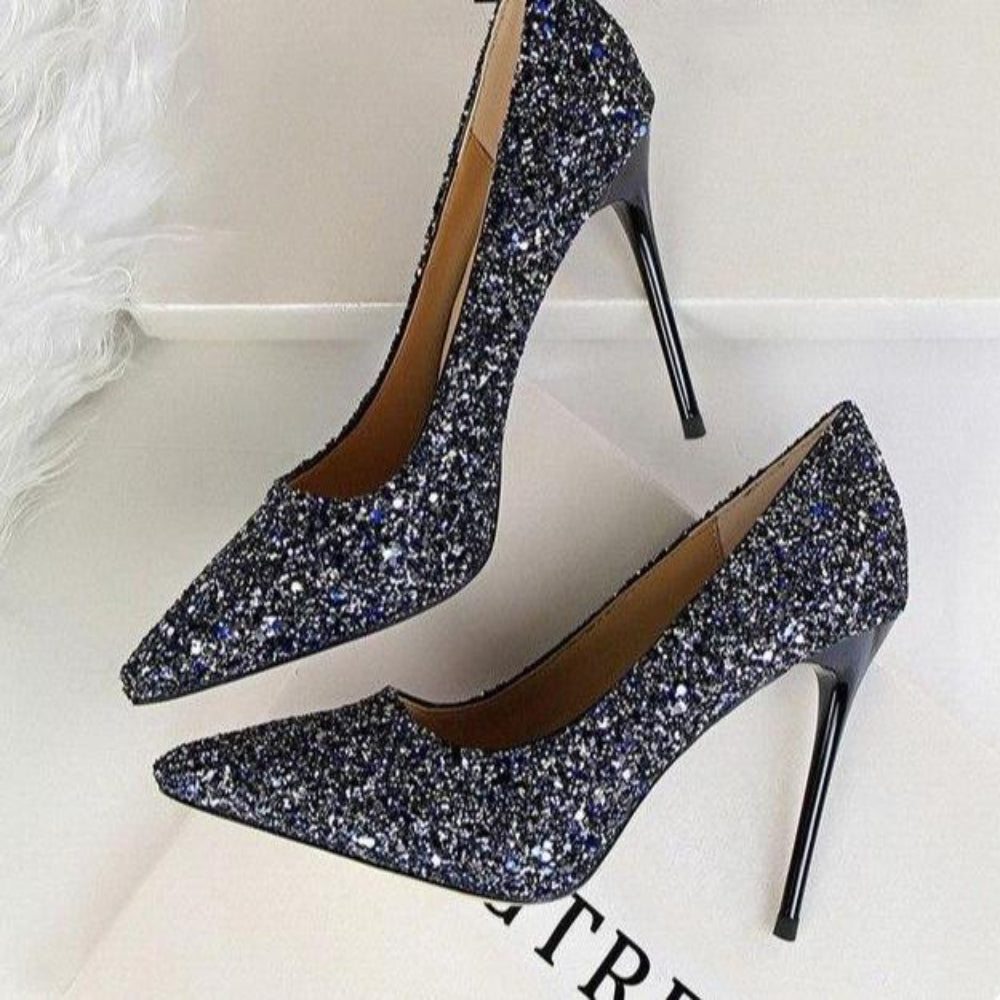 Fudus | Rhinestone High Heels Spitz Pumps Übergrößen