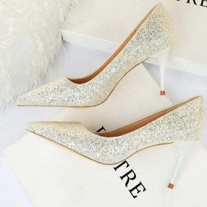 Fudus | Rhinestone High Heels Spitz Pumps Übergrößen