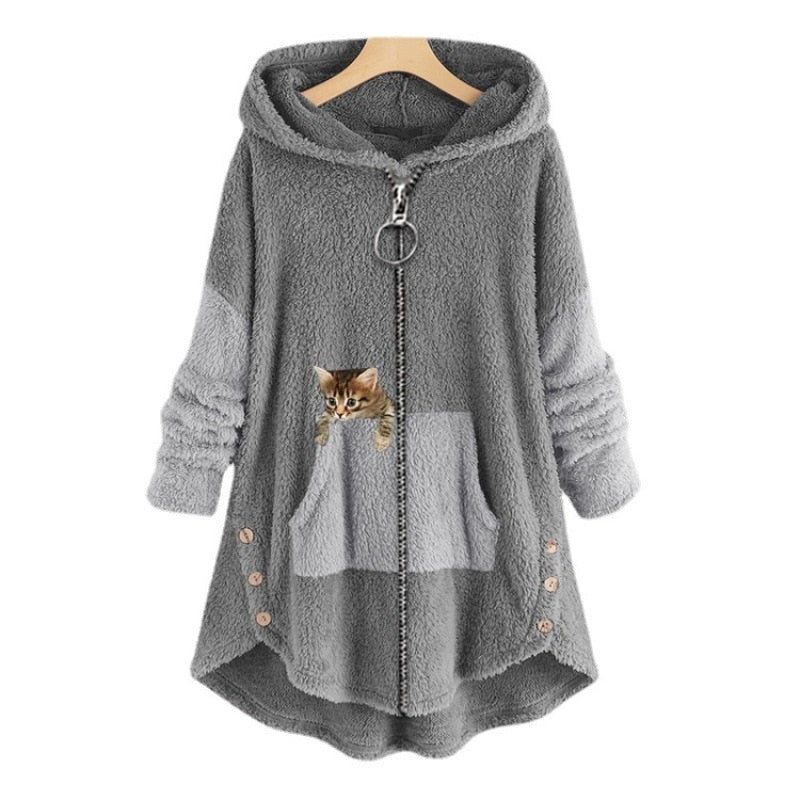 Damen Weicher Plüsch-Hoodie Bequem Alltag