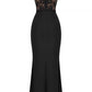 Damen Schwarzes Korsett Maxi Kleid