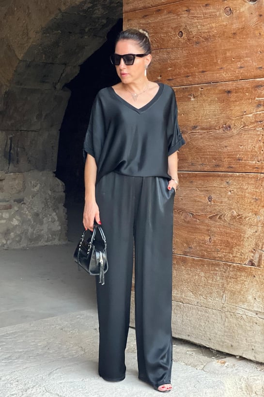 Damen Lässiges Top Und Weite Hose Set