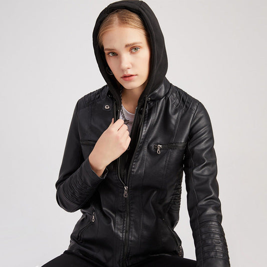 Fudus | Hochwertige Damen-lederjacke Mit Kapuzekostenloser Versand