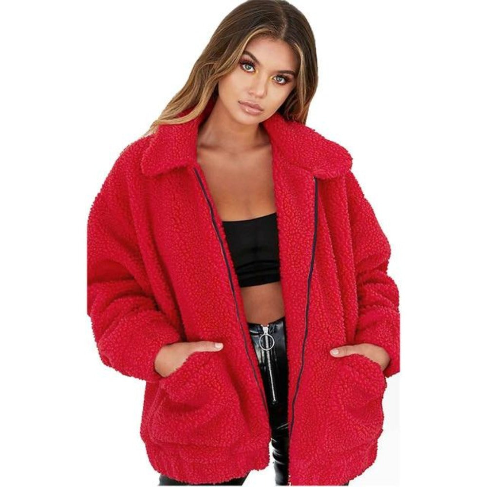 Damen Teddyfell Manteljacke Bequem Für Jeden Tag