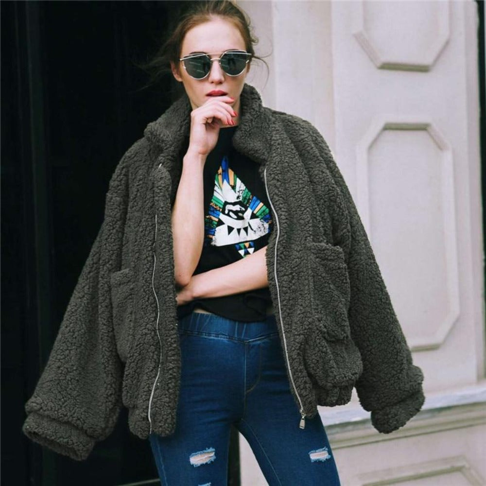 Damen Teddyfell Manteljacke Bequem Für Jeden Tag