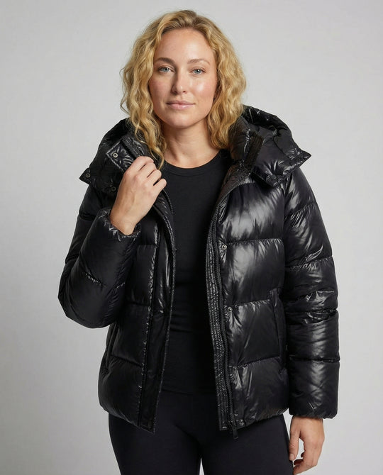 Damen sportliche Steppjacke mit Kapuze | Fudus