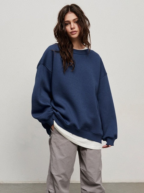 Klara's - Damen Oversized Sweatshirt in einfarbigem Design