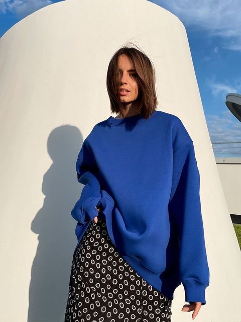 Klara's - Damen Oversized Sweatshirt in einfarbigem Design