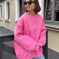 Fudus Damen Oversized Sweatshirt Einfarbig Weich Lässiger Lockerer Style
