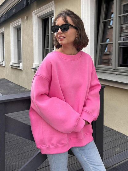 Klara's - Damen Oversized Sweatshirt in einfarbigem Design