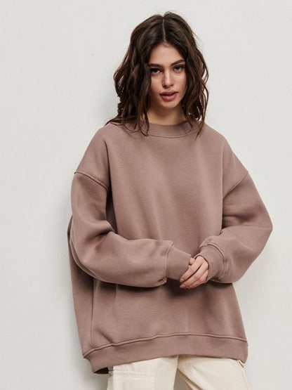 Fudus Damen Oversized Sweatshirt Einfarbig Weich Lässiger Lockerer Style