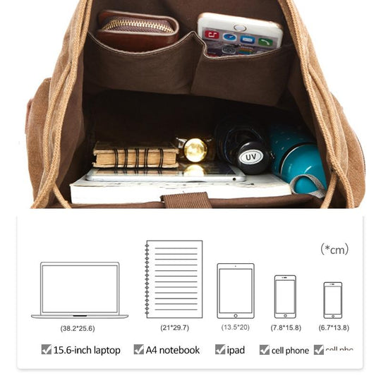 Großer Canvas Rucksack Vielseitig Robust