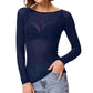 Damen Langärmeliges Mesh Top