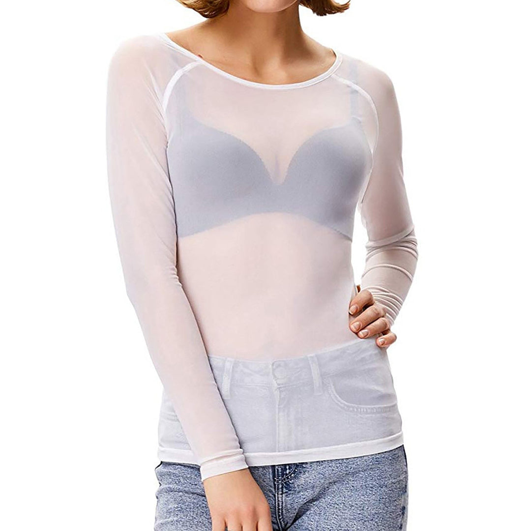 Damen Elegantes Langarm Op Aus Transparenter Mesh