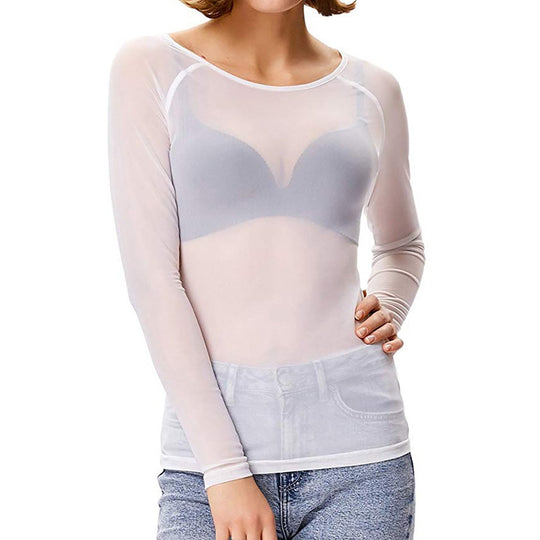 Damen Elegantes Langarm Op Aus Transparenter Mesh