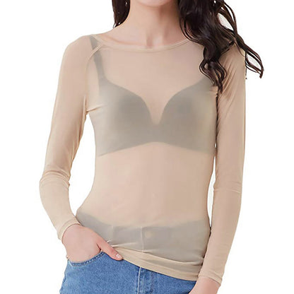 Damen Langärmeliges Mesh Top