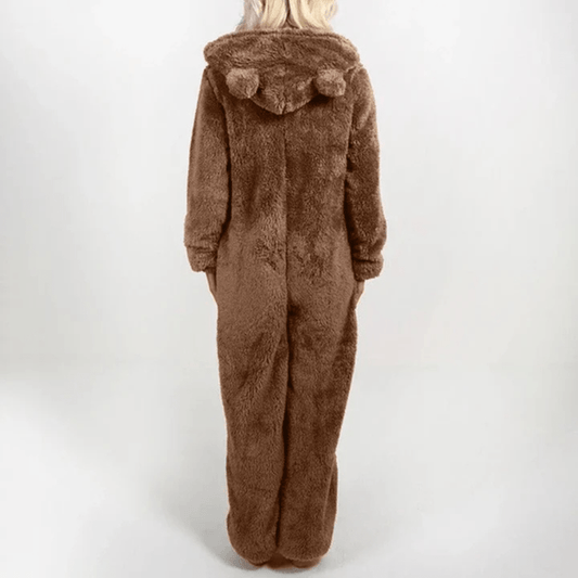 Fudus | Verspielter Teddybären Damen Jumpsuit Weiche Plüsch Pyjama