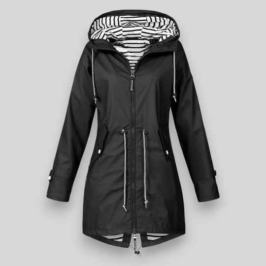 Damen Regenjacke Wasserdicht Lang Elegant Atmungsaktiv