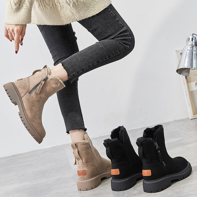 Schwarz und beige orthopädische Stiefeletten für Damen